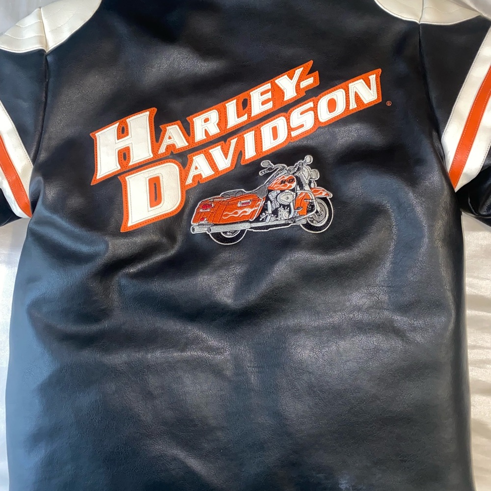 Harley Davidson Leather Jacket- Est. 1903 Black, White, and Orange.